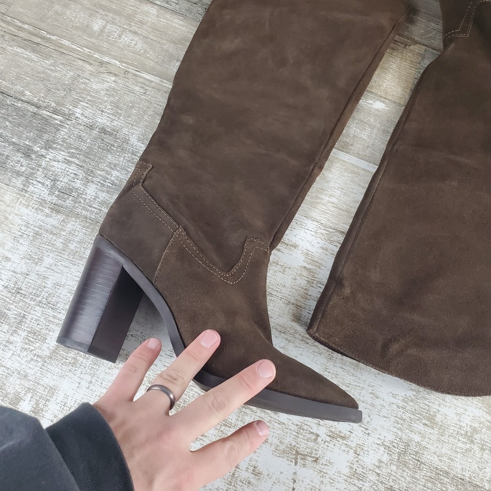 Steve Madden Emmett Womens Knee-High Boots Sz 8 M Chocolate Brown Suede Slip On - Picture 2 of 12